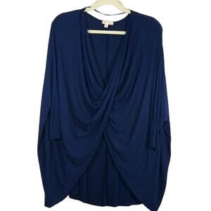 A Silence + Noise Women's Navy Blue Twist Front Oversized Top Shirt Tunic XS